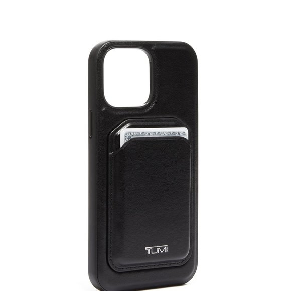 TUMI Black iPhone case w magnetic card holder (iPhone 12/13 Pro Max) - Picture 1 of 4